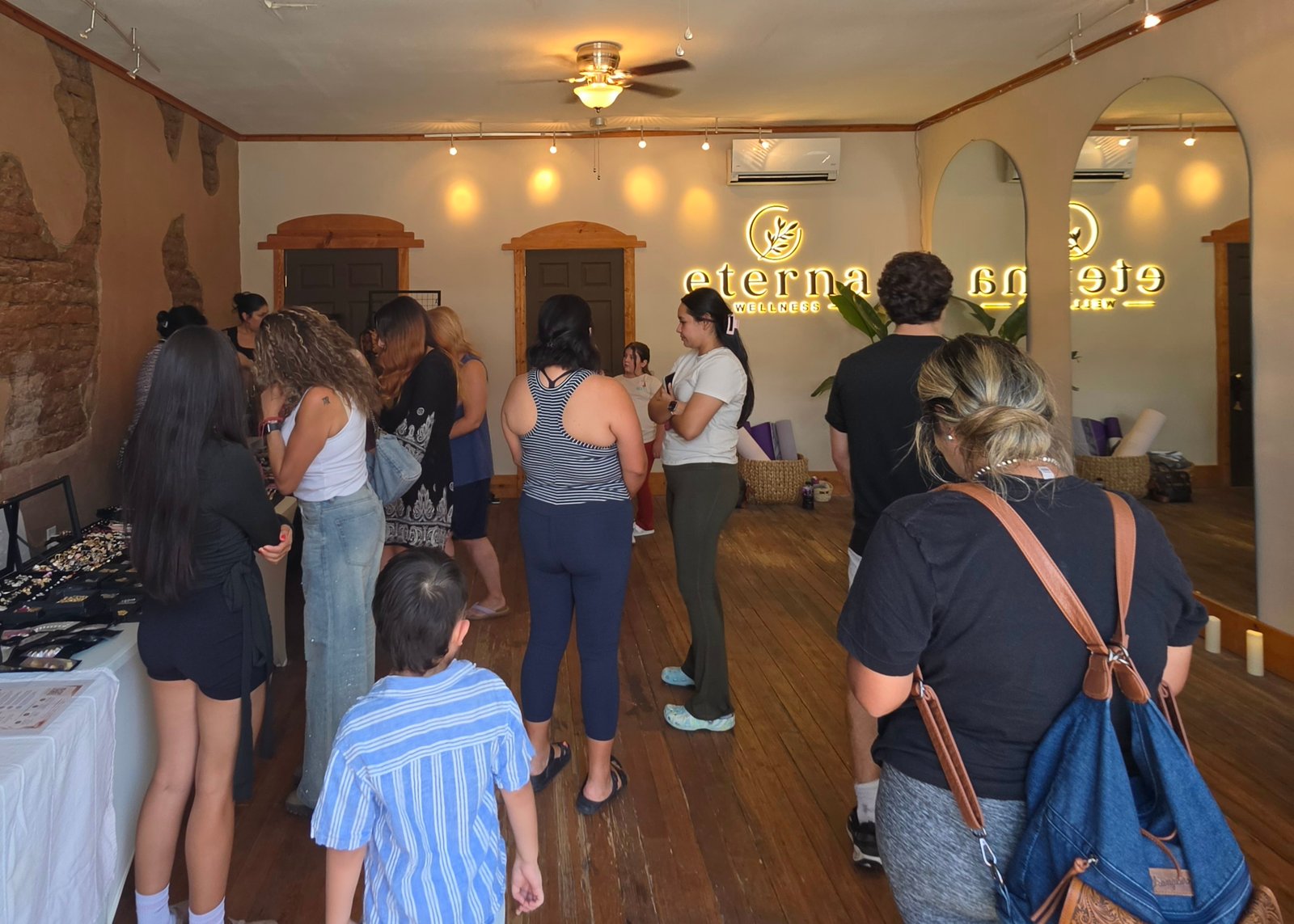 A group gathers inside the Eterna Wellness studio in Truth or Consequences, New Mexico